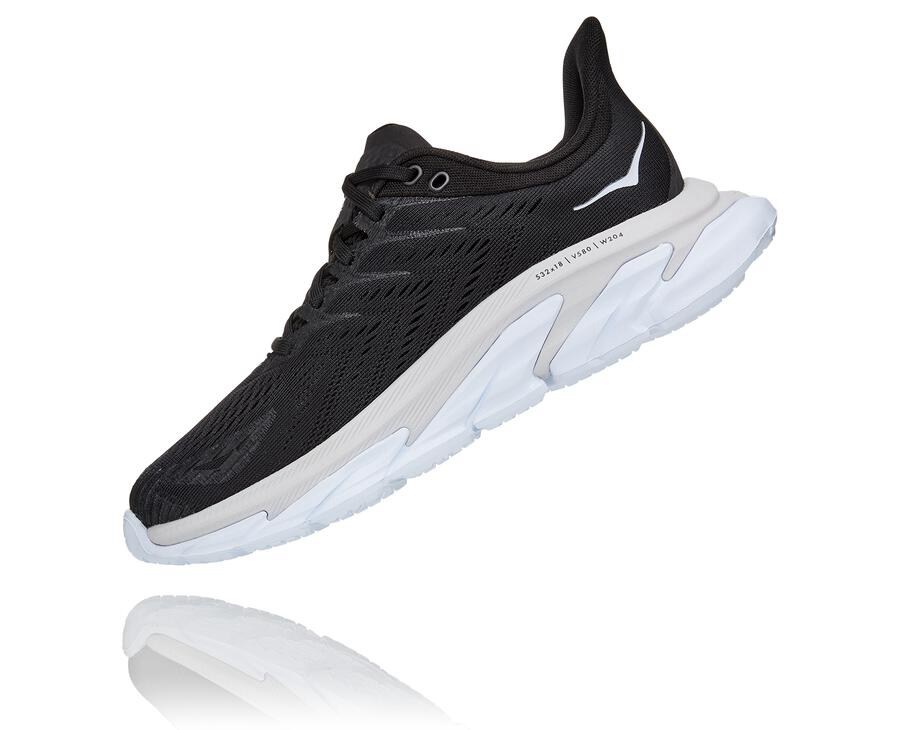 Running Shoes Womens - Hoka One One Clifton Edge - Black/White - DCWKNZO-78